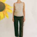 brown low waist cotton poplin straight leg pant