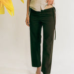 brown low waist cotton poplin straight leg pant