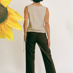 brown low waist cotton poplin straight leg pant