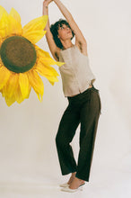 Load image into Gallery viewer, brown low waist cotton poplin straight leg pant