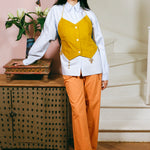 tangerine cotton poplin low rise straight cut pants