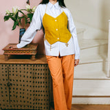 tangerine cotton poplin low rise straight cut pants