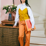 tangerine cotton poplin low rise straight cut pants