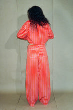 Load image into Gallery viewer, TODOS SANTOS WIDE LEG TROUSER IN WARM RED STRIPE - Luna Del Pinal