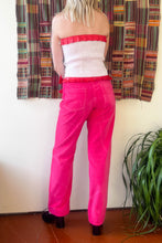 Load image into Gallery viewer, Pink cotton velvet straight leg baggy trouser