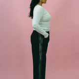 black with white discharge cotton denim skater jean