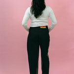 black with white discharge cotton denim skater jean