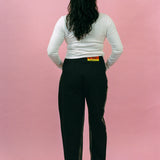 black with white discharge cotton denim skater jean