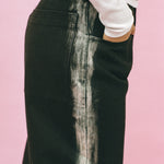 black with white discharge cotton denim skater jean