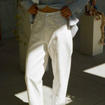 white cotton twill 90s baggy jean