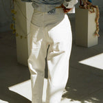 white cotton twill 90s baggy jean