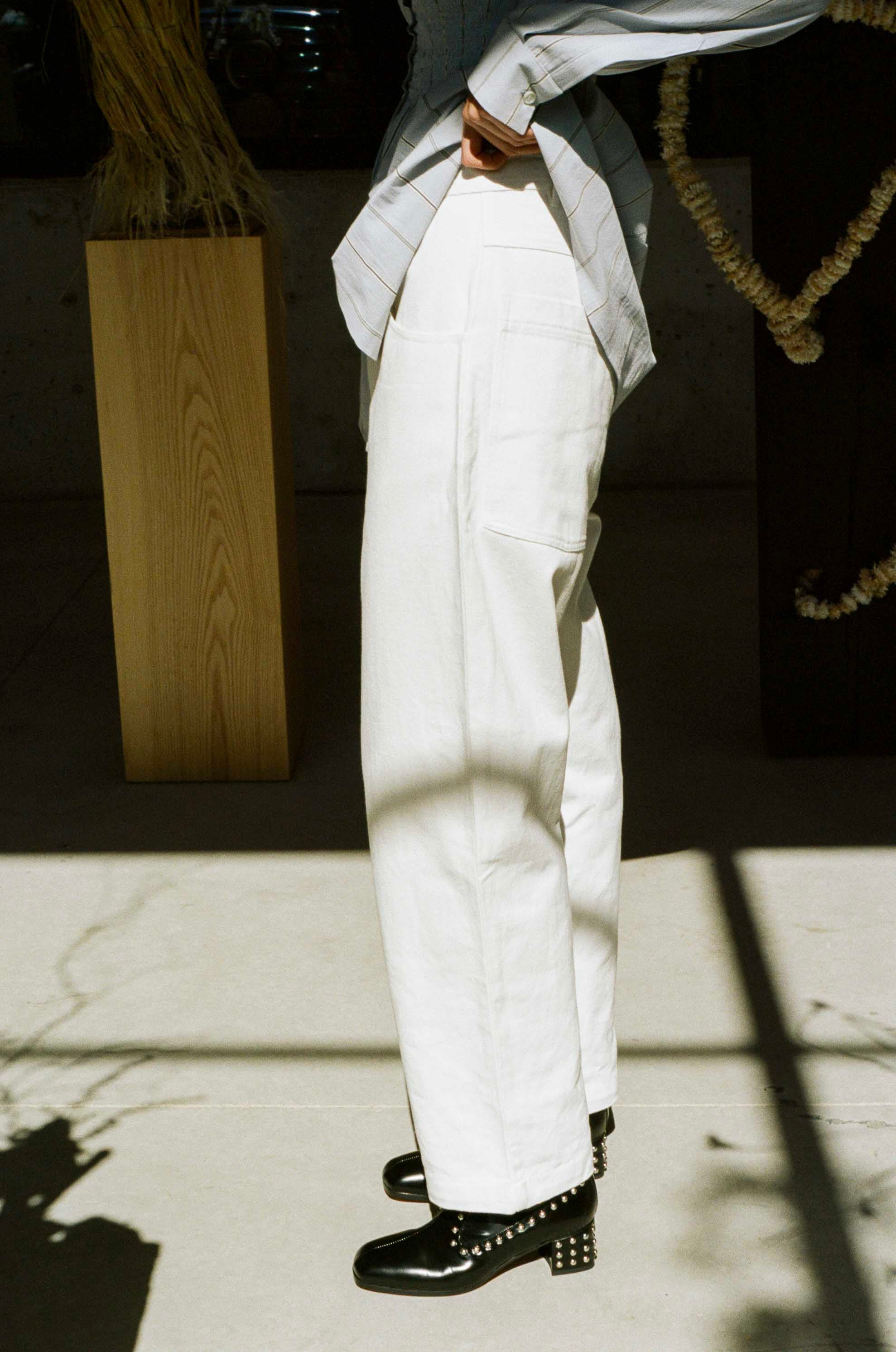 white cotton twill 90s baggy jean