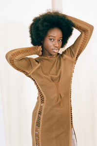 brown rayon silk long sleeve sultry maxi dress 