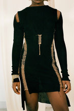 Load image into Gallery viewer, sheer black rayon silk cut out mini dress