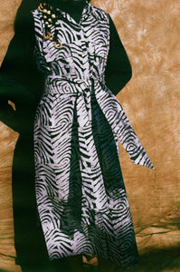 cotton zebra print loose fit vest dress