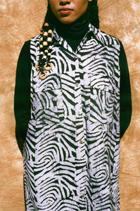 cotton zebra print loose fit vest dress