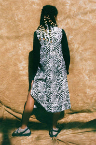 cotton zebra print loose fit vest dress