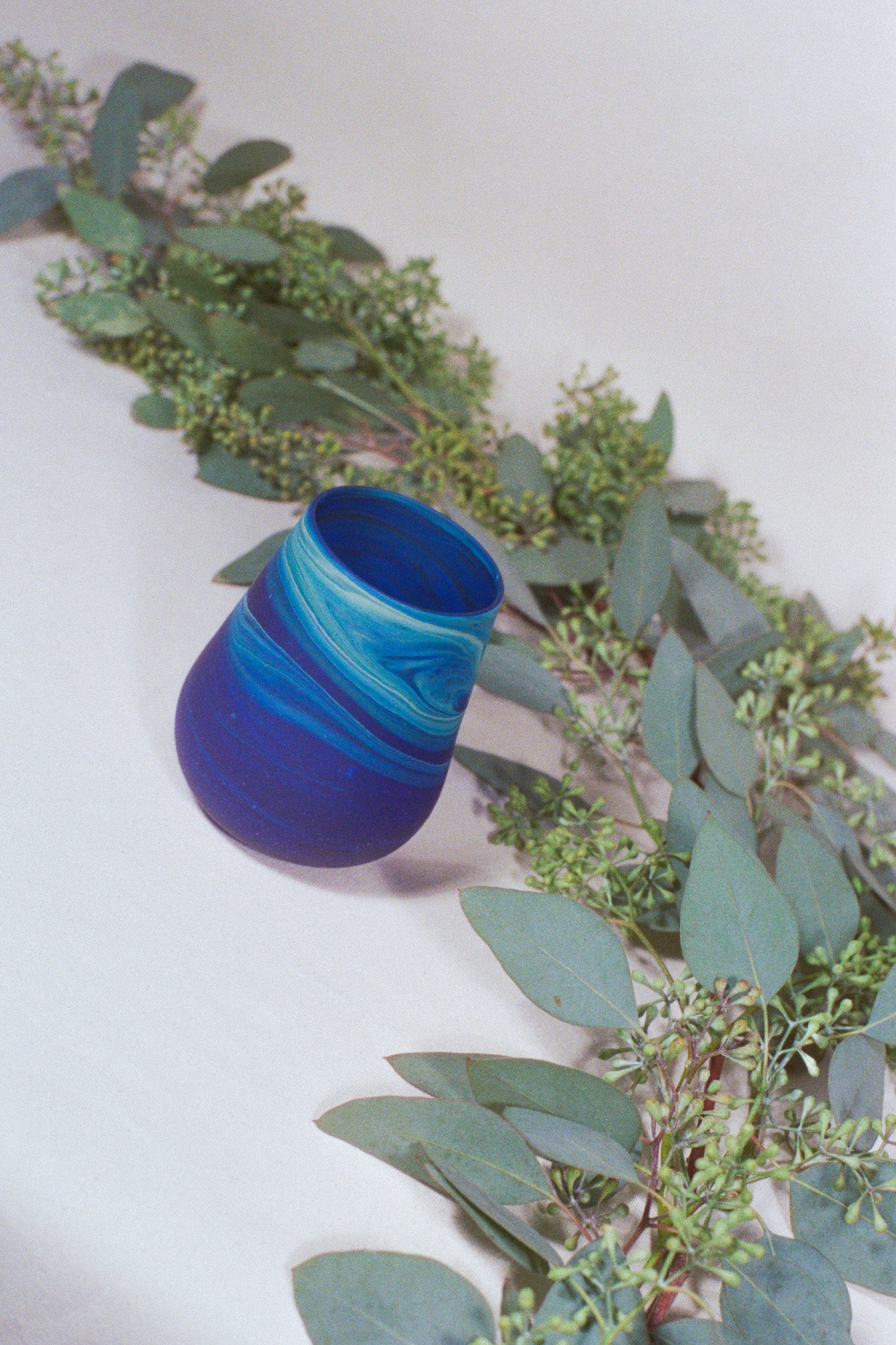 cobalt mineral handblown glass cylindrical drinking tumbler