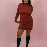 LONG SLEEVE TURTLENECK BELLEVUE DRESS IN DAHLIA