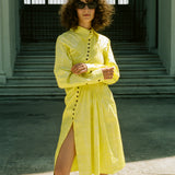 TWIST DRESS IN LEMON YELLOW