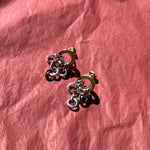 14k gold rhodium plated brass circular charm earrings