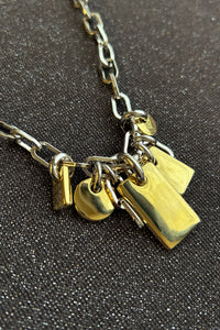 14k gold platinum plated brass charm link necklace