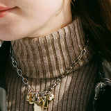 14k gold platinum plated brass charm link necklace