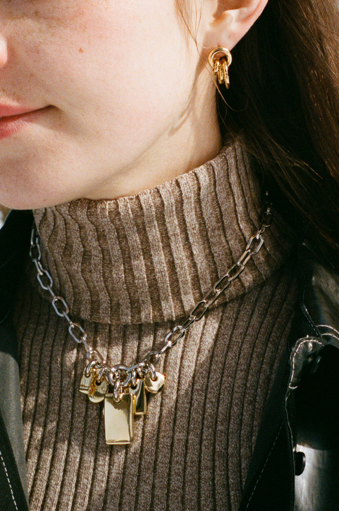 14k gold platinum plated brass charm link necklace