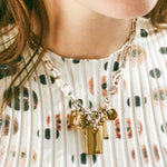 14k gold platinum plated brass charm link necklace