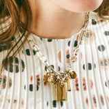 14k gold platinum plated brass charm link necklace