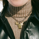 14k gold platinum plated brass charm link necklace