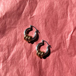 14k gold platinum plated brass hoop charm earrings