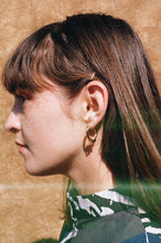 Load image into Gallery viewer, 14k gold platinum plated brass hollow hoop earrings