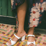 white calf leather buckle open toe sandal