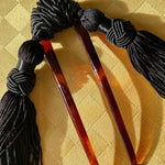 cellulose acetate tortoise shell comb with silk tassel