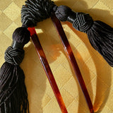 cellulose acetate tortoise shell comb with silk tassel