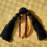 cellulose acetate tortoise shell comb with silk tassel