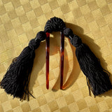 cellulose acetate tortoise shell comb with silk tassel