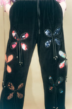 Load image into Gallery viewer, VELOUR PETAL PANTS IN BLACK
