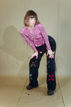 Load image into Gallery viewer, VELOUR PETAL PANTS IN BLACK