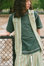 Load image into Gallery viewer, green stripe jersey pique sando vest