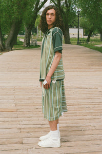 green stripe jersey pique sando vest