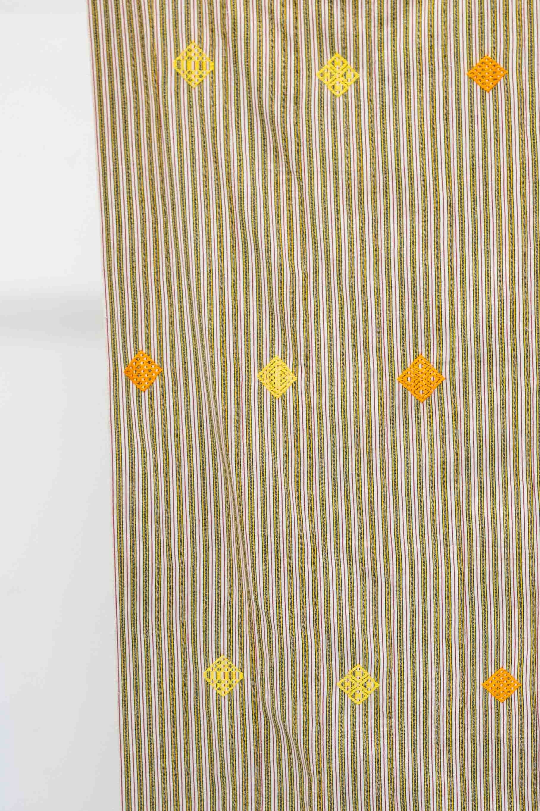 yellow cotton diamond ewe motif pinstripe cloth