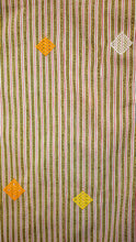 Load image into Gallery viewer, yellow cotton diamond ewe motif pinstripe cloth