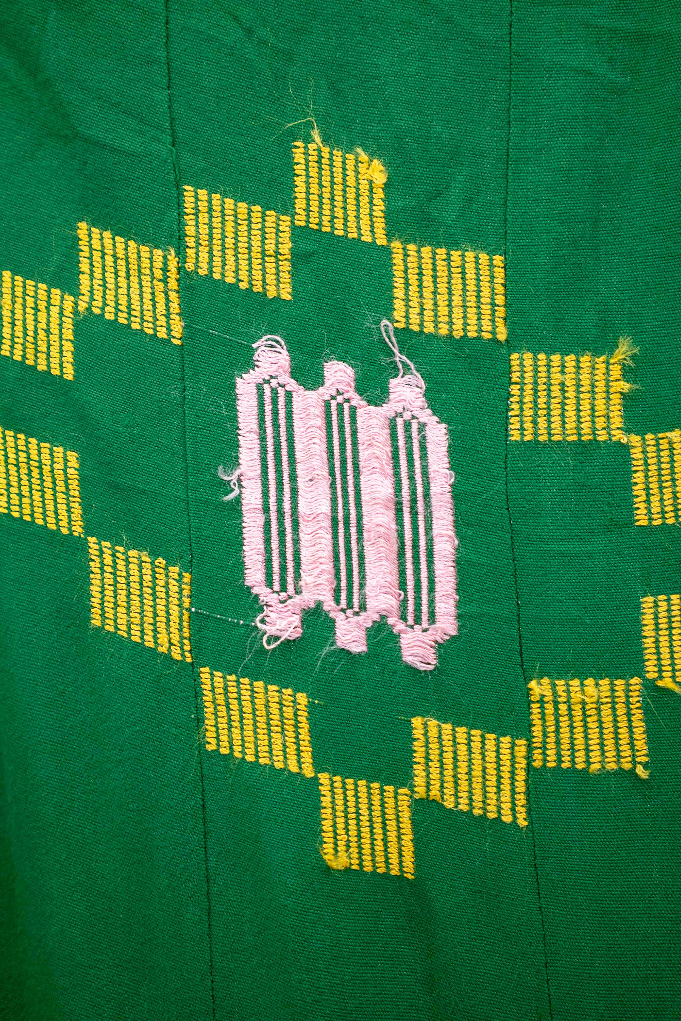 green cotton yellow diamond motif kente cloth