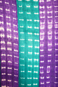 VINTAGE PURPLE AND GREEN TIE DYED BAOULÉ CLOTH