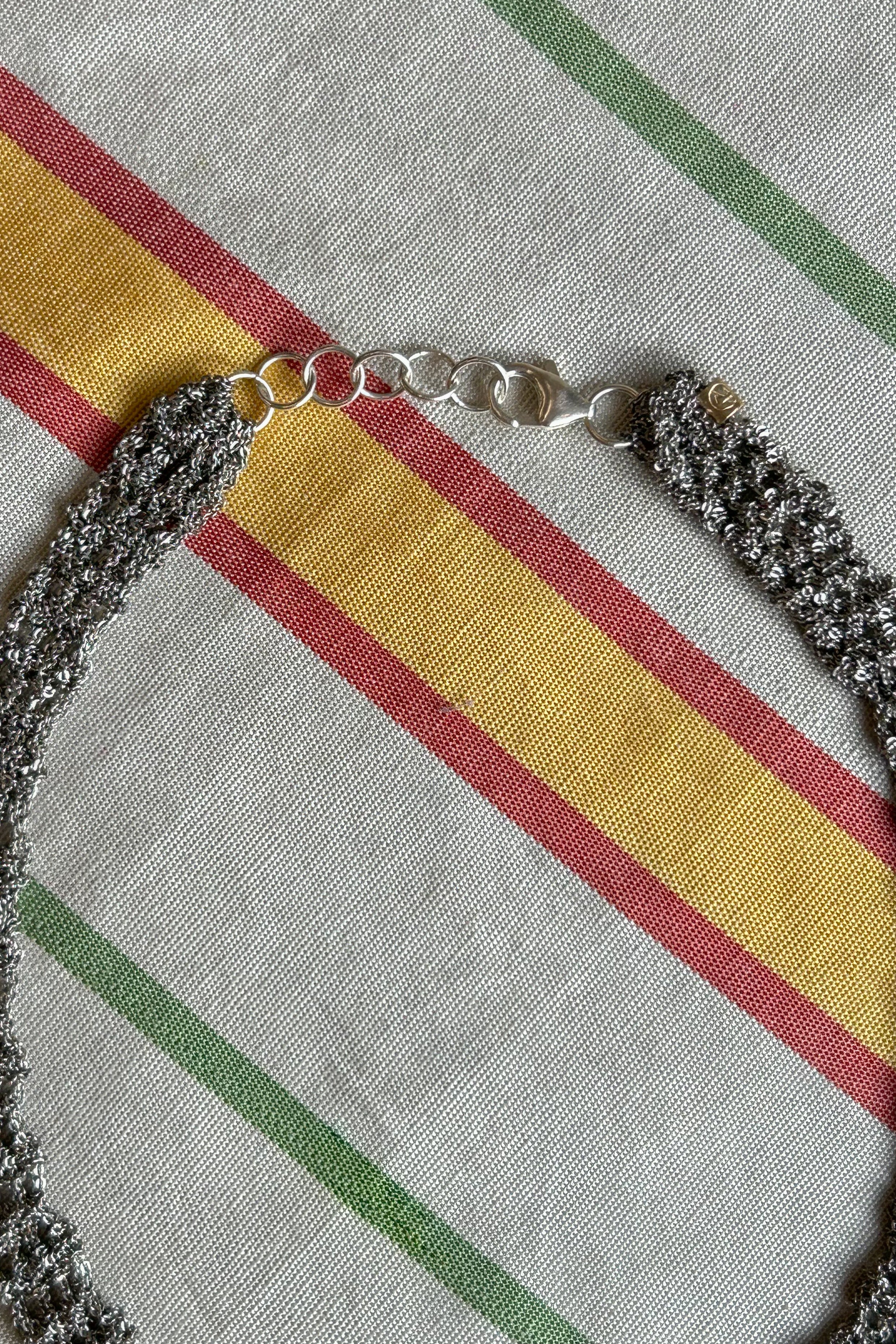 stainless steel sterling silver thick chain crocheted choker