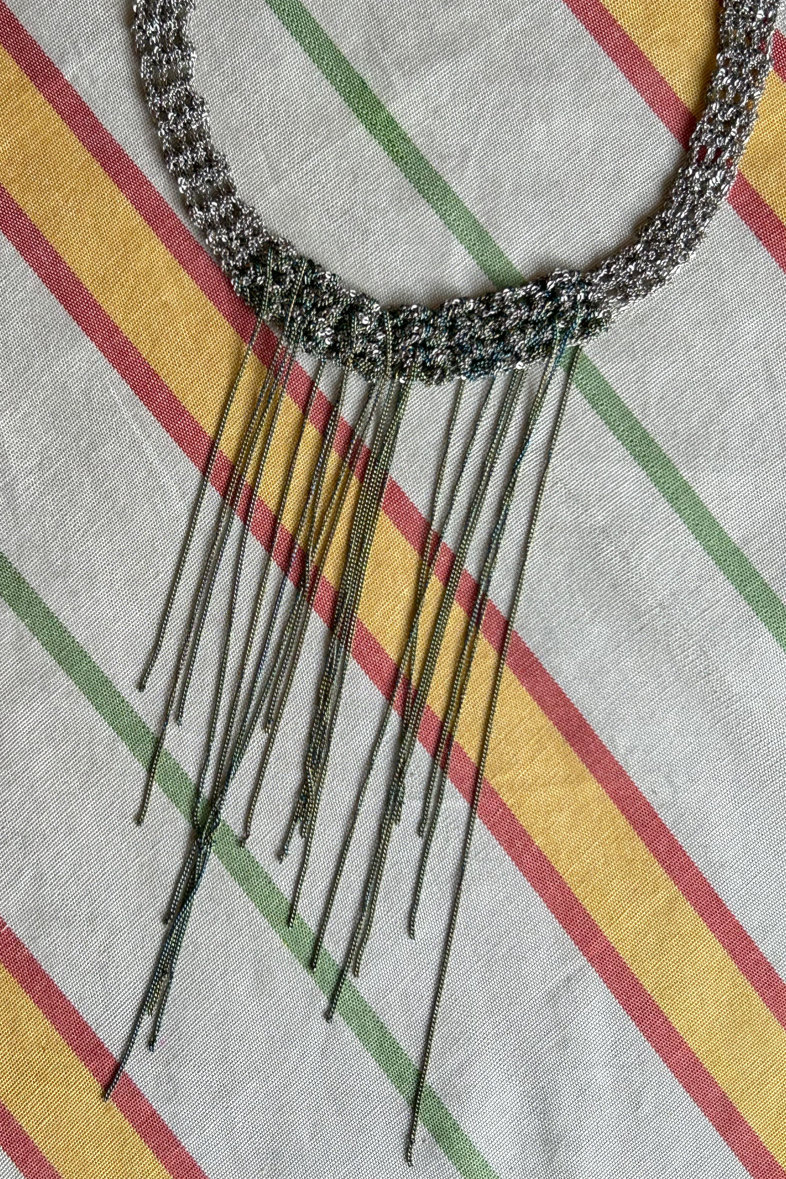 stainless steel sterling silver thick chain crocheted choker