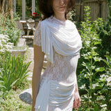 DOSANIA DRESS IN WHITE AND WHITE LACE