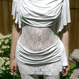 DOSANIA DRESS IN WHITE AND WHITE LACE